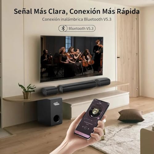 AUDISHAKO Barra de Sonido para TV Juegos de PC, Soundbar Subwoofer 5.1 Teatro En Casa Bass Boost Bluetooth 5.3, HDMI ARC/AUX, Control Remoto,Home Theater TV 5.1 BM-880