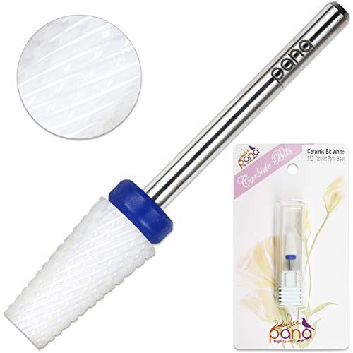 Pana Professional USA Ceramic White TAPERED Barrel Bit Nail Drill (Grit: MEDIUM - M) 3/32
