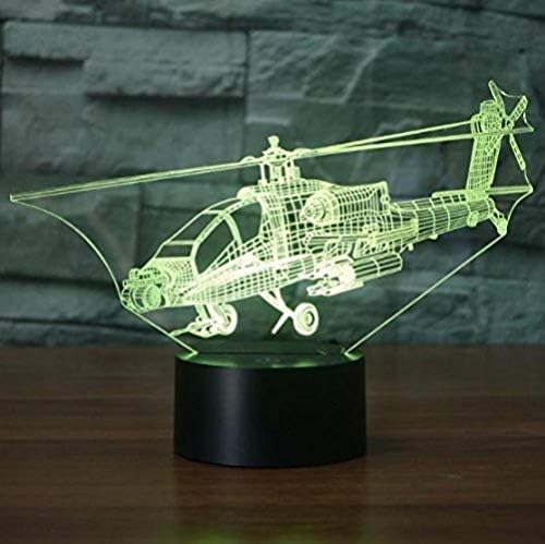 CFLEGEND3D Night Light Helicopter Aircraft (Touch + Remote Control) LED Table lamp floodlight Soft Light Statue Children's Room Sleep Light Decorative Lights Party Lights 7 Color USB