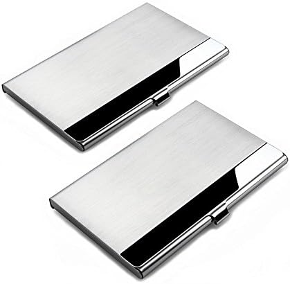 CP-nine 2 PackProfessional Business Card Holder Business Card Case Stainless Steel Card Holder Keep Business Cards in Immaculate Condition