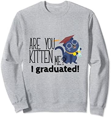 Unisex High School Graduation Gift Sweatshirt Cute Funny Cat Master Large Heather Grey