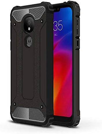 Moto G7 Power Case, Dust/Fingerprint Proof Slim Lightweight Design - Shock Absorption Dual Layer Protective Cover for Motorola Moto G7 Power Case + Touch Pen (Black)