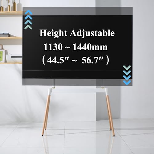 Fydeamer Easel TV Stand, Modern Easel TV Floor Stand, Artistic Corner TV Stand for 55-86inch LED LCD OLED Screens, Height Adjustable, 4 Legs Studio Display Stand for Bedroom, Living Room(White)