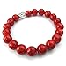 KONOV Natural Energy Stone Beads Gemstone Mens Womens Bracelet, 10mm Buddha Mala, Red Silver