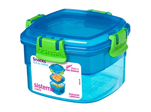 Sistema Lunch Collection Snacks To Go Food Storage Container, 13.5 oz, Blue