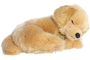 Aurora® Adorable Miyoni® Tots Sleepy Golden Retriever Pup Stuffed Animal - Lifelike Details Make a Cherished Companion - Perfect for Decorating Bedrooms or Classrooms - Brown 10 Inches