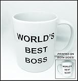 WORLD'S BEST BOSS Coffee Mug, Double Sided Imprint, 11 OZ Ceramic Mug For The Office