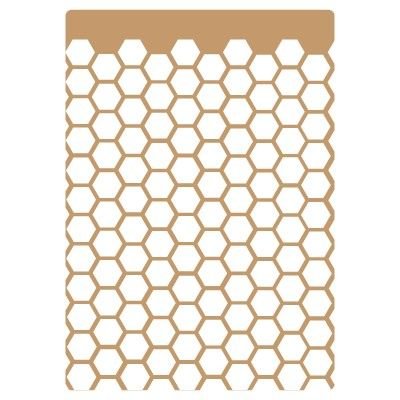Stencil Deco Backgrounds 008 Hexagons. Stencil size: 20x30 cm (7,9x11,8 in). Design size: 15,9x25,8 cm (6,3x10,2 in)