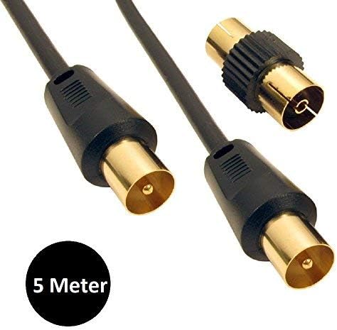 SSL Satellites 5 Meter 3C-2V Black Cable TV Aerial Lead Coaxial Cable Coax RF 75 OHM 3C-2V, 5M 3C-2V