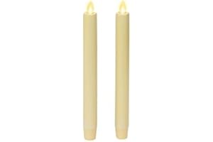 Luminara Flickering Flameless Ivory Taper Candles - Warm LED Light Flame - 2 AA Battery Operated Decor for Dining Room Table Centerpieces, Fireplace Mantel, Dinner Party, Reception - Set of 2 Tapers