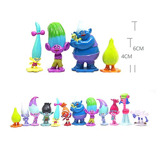 Vndaxau Troll Dolls Cake Toppers Toys Trolls Figurines Poppy and Branch 12pcs Set