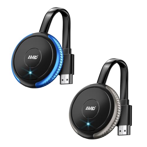 AIMIBO 4K Wireless Display Adapter 2 Pack - Plug & Play, 2.4G & 5G Wireless Display Dongle for iOS Android Windows MacOS Phone Tablet Laptop to HDTV Monitor, Support Airplay DLNA Miracast - Blue+Gray