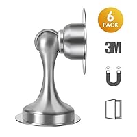 Door Stopper, 6 Pack Magnetic Door Stops, Stainless Steel Door Catch, No Need to Drill - 3M Double-Sided Adhesive Tape, Keep Your Door Open, 6 Pack for Wide Need