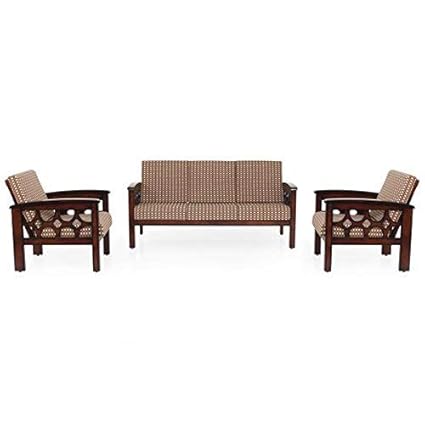 Mp Wood Furniture Solid Wooden Sofa Set Standard Size Brown