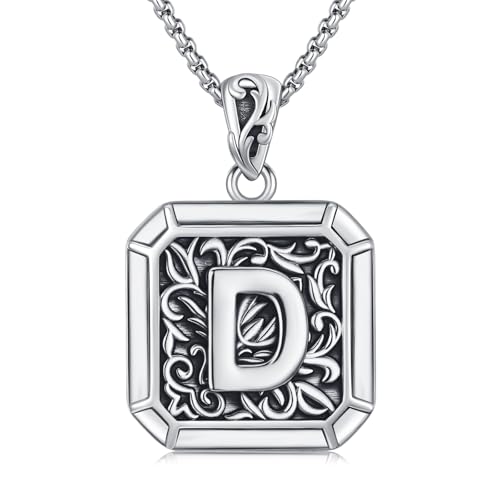 XIXLES Silver Letter Initial D Pendant Necklace for Men with 22“ Chain at Amazon
