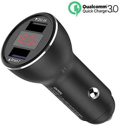 Timloon Quick Charge 3.0 Car Charger, 30W Dual USB Car Adapter Fast Charger With Voltage Display for iPhone XS/XR/XS Max/8/8 Plus,Ipad Nexus SONY Samsung Galaxy Note