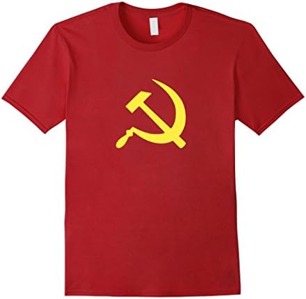 Mens USSR Hammer and Sickle Flag T-Shirt Large Cranberry