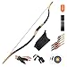 KAINOKAI Traditional Handmade Longbow Horsebow Hunting Recurve Archery Bow Recurve Bow Set (Black Warrior, 55.0 Pounds)