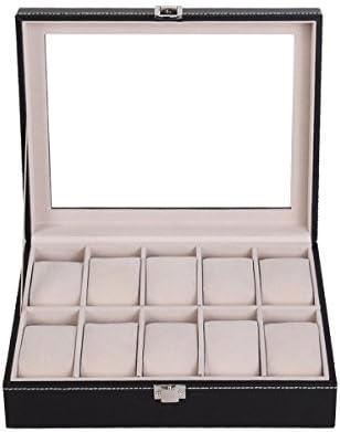 PU Leather 10 Slots Wrist Watch Display Box Storage Holder Organizer Case Black New