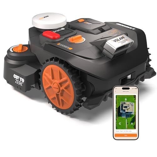 WORX Vision RTK WR306E Robotic Lawnmower, Robotic Lawnmower without Cable Boundary, RTKn Technology + Vision