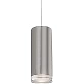 Kuzco Lighting Cameo 10" LED Pendant | Brushed Nickel Finish | Clear Glass with Frosted Interior | Modern Cylindrical LED Pen