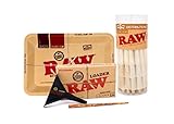 RAW Organic 1 1/4 Pre-Rolled Cones with Filter Tips - Bundle (75 Pack with Mini Rolling Tray and Lean Loader)