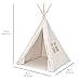 Best Choice Products 6ft Kids Cotton Canvas Indian Teepee Playhouse Sleeping Dome Play Tent w/ Carrying Bag, Mesh Window - White