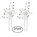 Ammei Headpiece Silver Wedding Headpieces For Bride Handmade Leaves Design Bridal Hair Pins with Rhinestones and Pearls Set Of 2 (Silver)
