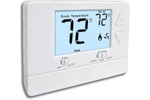 MIUPUTAKE NonProgrammable Thermostat for Home,Single-Stage Systems,Digital Energy-Saving Thermostat,1 Heat/1 Cool, Easy DIY Install, White Backlight