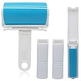 Pet Hair Remover Roller Reusable Sticky Picker Set 4 Pieces Washable Portable Cleaner Lint Roller, Blue