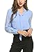 ACEVOG Chiffon Blouses Womens Long Sleeve Collared Work Blouse with Tie Light Blue Medium