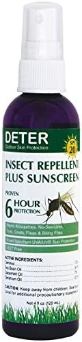 Deter Insect Repellent Plus SPF 20 Sunscreen 4-Ounce Bottle