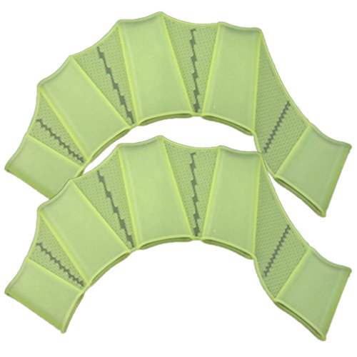 Polytree Silicone Swim Gear Fins Hand Webbed Flippers Training Glove (Green, M) - Thumbnail 4