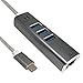 Parallel World USB 3.1 Type-C to 3 Port USB Hub with Ethernet Adapter (Diamond Gray)