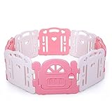 Tobbi Baby Playpen Safety Play Center Yard Baby Kids Home Indoor Outdoor Pen 8 Panel Pink + White