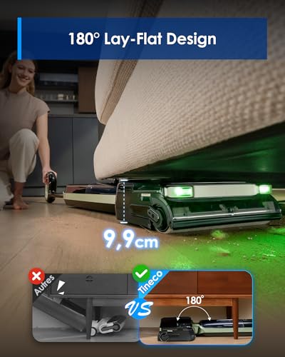 Tineco Floor One S7 Master Vacuum Cleaner, StreakFree Squeegee, Ultra-Thin Thickness of 10 cm, DustReveal Green Lamp at 150°, Suction 23 kPa, FlashDry