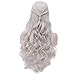 Aosler Movie Wig Braided Silver Long Curly Cosplay Party Costume Halloween Hair Wig