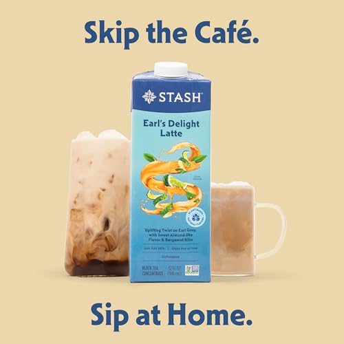 STASH EARL’S DELIGHT LATTE – DAIRY FREE PLANT BASED BLACK TEA CONCENTRATE – CAFFEINATED – 32 FL OZ, 5 SERVINGS
