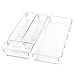 mDesign Kitchen Interlocking Drawer Organizers for Silverware, Spatulas, Gadgets - 4 Piece Set, Clear