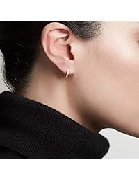 Pendientes de aro chapados en oro de 24 quilates con circonita cúbica para cartílago, 0.512 in, ideal como regalo para hombres y mujeres