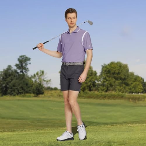 ROUEN POLO SHIRTS FOR MEN SHORT SLEEVE CASUAL COLLARED MOISTURE WICKING PIQUE SOLID GOLF SHIRTS FOR MEN DRY FIT LAVENDER