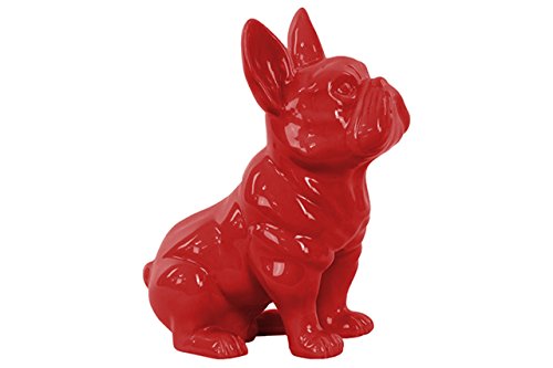 Urban Trends Ceramic Sitting French Bulldog Figurine with Pricked Ears Gloss Finish Red