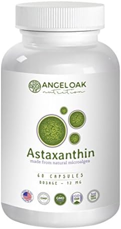 Astaxanthin 12mg Supplements - 60 Count Vegan Caps, 12 mg High Potency Capsules with MCT Powder for Better Absorption - Superfood Antioxidant that Supports Eye, Joint, &amp; Skin Health