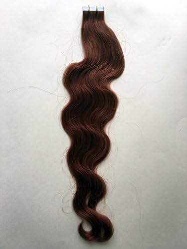 20" Color 04 Dark/Chocolate Brown Wavy 20 Pcs per Package Indian Remy Human Tape In Hair Extensions by Lux Beauty Club