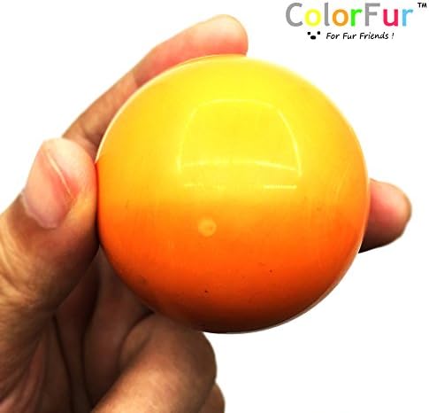 Colorfur - Hard Bouncy Solid Ball for Small Dogs,Chew Resistant Natural Rubber, 2inch (S) (Orange)