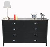 Nouvelle Double Dresser w 8 Drawers in Black Finish