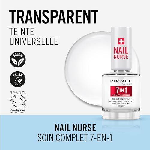 London Soin des ongles - Base & Top Coat 7 en 1 polyvalents, sèche rapidement, fini lisse, protège les ongles, scelle la couleur, formule vegan 12 ml