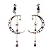 Crescent Moon Long Tassel Crystal Stud Earring 5.4 Inch Kaariag Punkin Jewelry