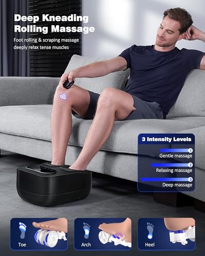 KNQZE Foot Massager Machine with Heat, Shiatsu Foot Massager with Remote Control & LCD Touch Panel, Deep Kneading Soothing Heat, Squeeze & Rolling Massage, Relax for Home or Office