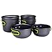 Sportsun 4PCS Camping Cookware Pot and Pan Set with Foldable Green Silicon Handle for Camping/ Hiking –Grey